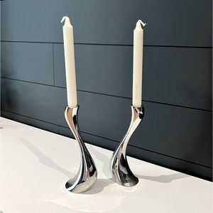 🕯️🤍Georg Jensen Cobra Candlestick Holder Set with GJ branded candlesticks